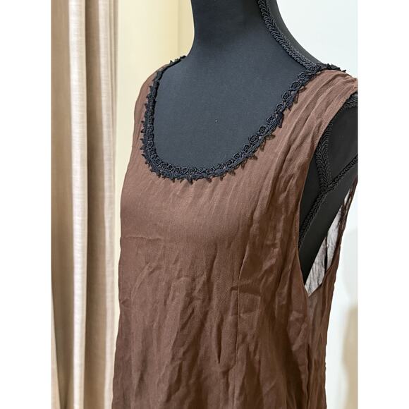 Brown sheer dress with black lace details. One size. Simple, romantic & chic - Picture 2 of 8